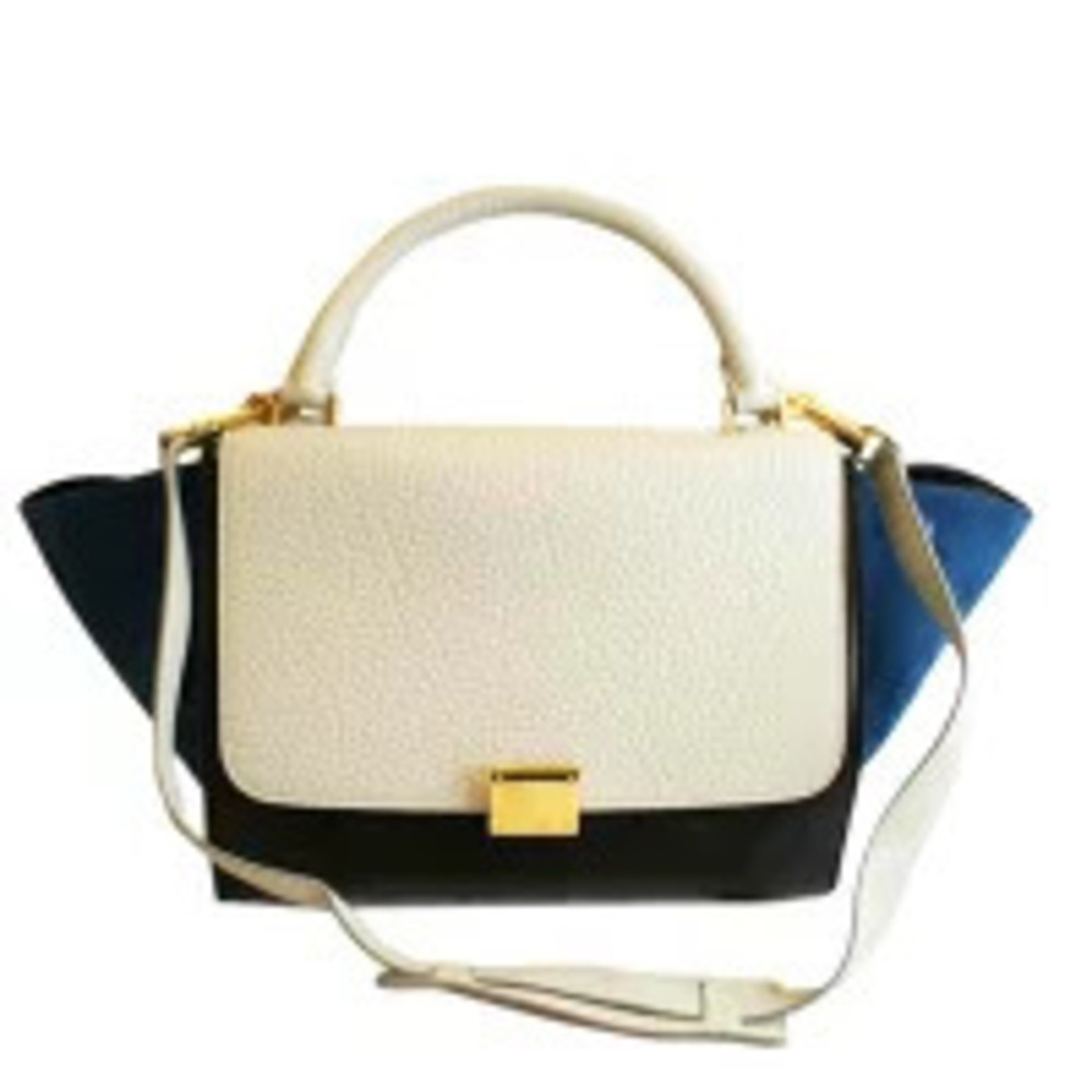 Celine Trapeze bag tricolor leather suede White